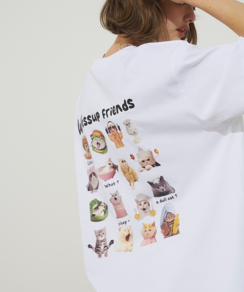 Unitage(ユニテージ)の「ネコフレンズTEE(Tシャツ/カットソー・レディース・ブラック/ホワイト・FREE)」の13枚目の写真