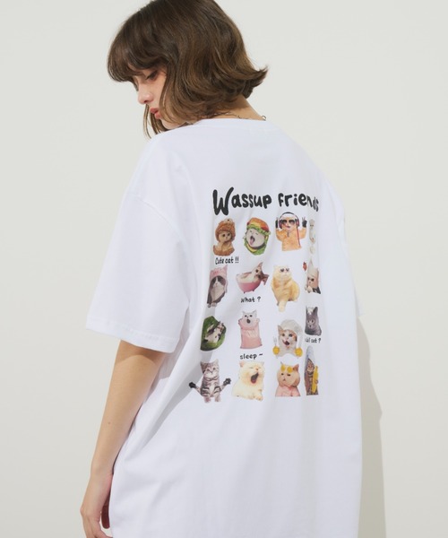 Unitage(ユニテージ)の「ネコフレンズTEE(Tシャツ/カットソー・レディース・ブラック/ホワイト・FREE)」の19枚目の写真