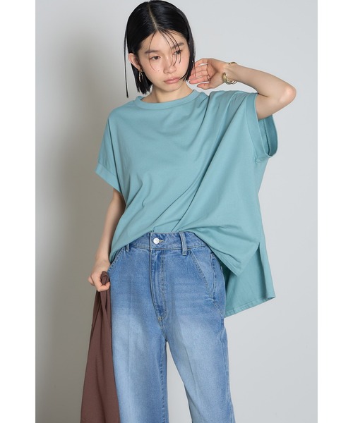 &. NOSTALGIA（アンドドットノスタルジア）の「【接触冷感】天竺コットンハーフスリーブTシャツ（Tシャツ/カットソー・レディース・チャコールグレー/アイボリー/ブルー・M）」の6枚目の写真