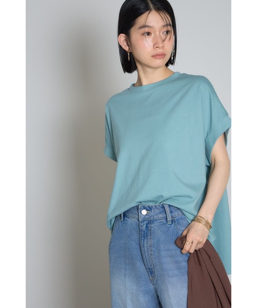 &. NOSTALGIA（アンドドットノスタルジア）の「【接触冷感】天竺コットンハーフスリーブTシャツ（Tシャツ/カットソー・レディース・チャコールグレー/アイボリー/ブルー・M）」の8枚目の写真