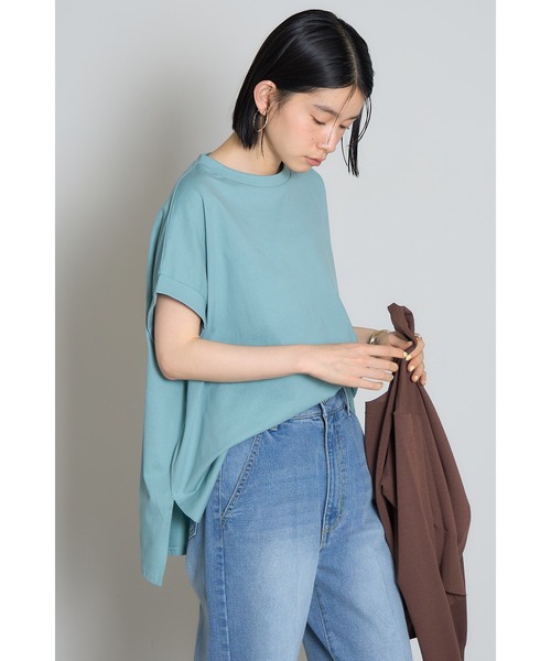 &. NOSTALGIA（アンドドットノスタルジア）の「【接触冷感】天竺コットンハーフスリーブTシャツ（Tシャツ/カットソー・レディース・チャコールグレー/アイボリー/ブルー・M）」の11枚目の写真