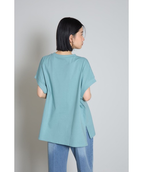 &. NOSTALGIA（アンドドットノスタルジア）の「【接触冷感】天竺コットンハーフスリーブTシャツ（Tシャツ/カットソー・レディース・チャコールグレー/アイボリー/ブルー・M）」の13枚目の写真