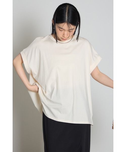 &. NOSTALGIA（アンドドットノスタルジア）の「【接触冷感】天竺コットンハーフスリーブTシャツ（Tシャツ/カットソー・レディース・チャコールグレー/アイボリー/ブルー・M）」の14枚目の写真