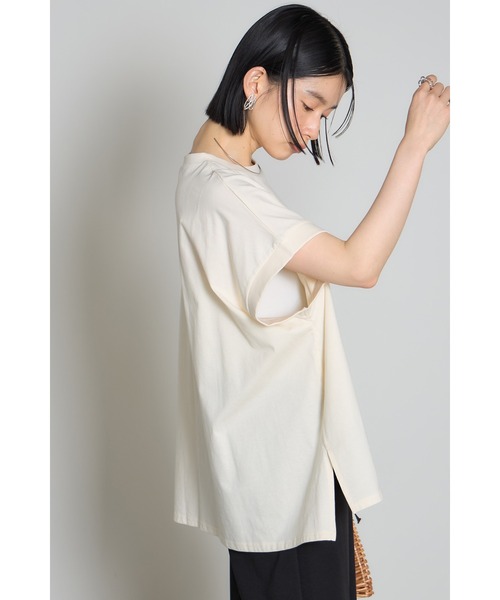 &. NOSTALGIA（アンドドットノスタルジア）の「【接触冷感】天竺コットンハーフスリーブTシャツ（Tシャツ/カットソー・レディース・チャコールグレー/アイボリー/ブルー・M）」の16枚目の写真