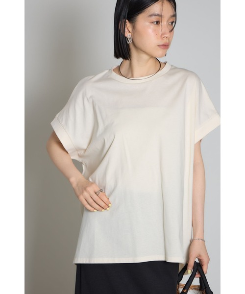 &. NOSTALGIA（アンドドットノスタルジア）の「【接触冷感】天竺コットンハーフスリーブTシャツ（Tシャツ/カットソー・レディース・チャコールグレー/アイボリー/ブルー・M）」の18枚目の写真