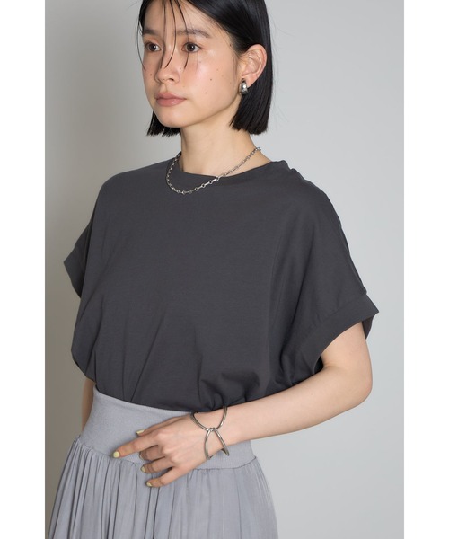 &. NOSTALGIA（アンドドットノスタルジア）の「【接触冷感】天竺コットンハーフスリーブTシャツ（Tシャツ/カットソー・レディース・チャコールグレー/アイボリー/ブルー・M）」の21枚目の写真