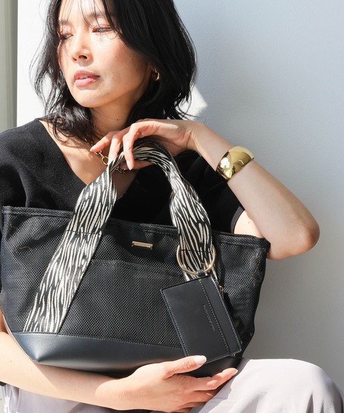 BARNYARDSTORM（バンヤードストーム）の「BARNYARDSTORM / ジャガードテープメッシュトート（トートバッグ・レディース・ブラック系その他/チャコールグレー/ブラック系その他2/ホワイト・FREE）」の8枚目の写真