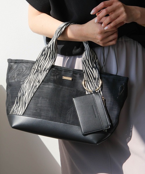 BARNYARDSTORM（バンヤードストーム）の「BARNYARDSTORM / ジャガードテープメッシュトート（トートバッグ・レディース・ブラック系その他/チャコールグレー/ブラック系その他2/ホワイト・FREE）」の7枚目の写真