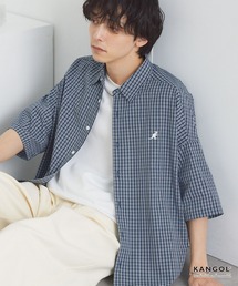 KANGOL/カンゴール 別注ロゴ ワンポイント刺繍 レギュラーカラー半袖シャツ