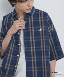 KANGOL/カンゴール 別注ロゴ ワンポイント刺繍 レギュラーカラー半袖シャツ