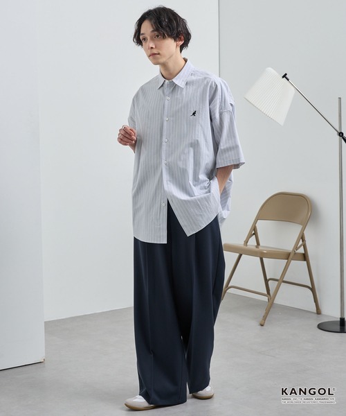 KANGOL/カンゴール 別注ロゴ ワンポイント刺繍 レギュラーカラー半袖