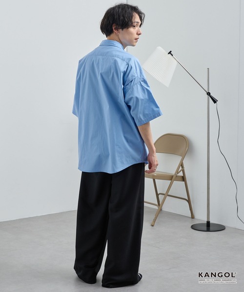 KANGOL(カンゴール)の「KANGOL/カンゴール 別注ロゴ ワンポイント刺繍 レギュラーカラー半袖シャツ(シャツ/ブラウス・メンズ・ホワイト/ネイビー系/ネイビー/ブルー/ライトグレー系/ブルー系/ブラック系・L/S/M)」の17枚目の写真