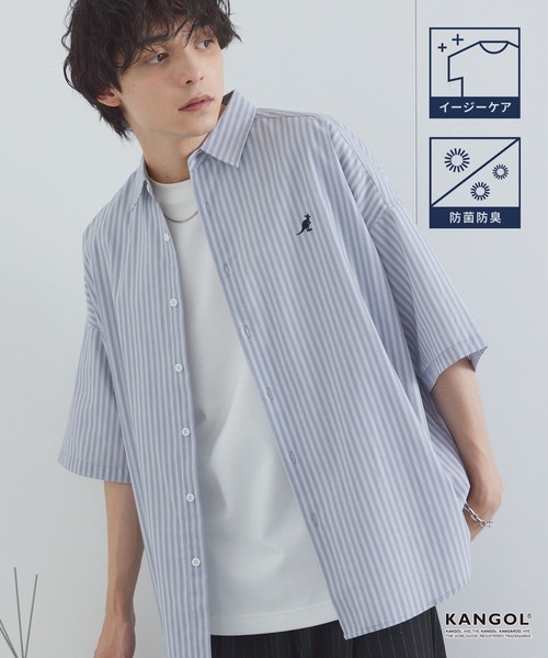 KANGOL/カンゴール 別注ロゴ ワンポイント刺繍 レギュラーカラー半袖