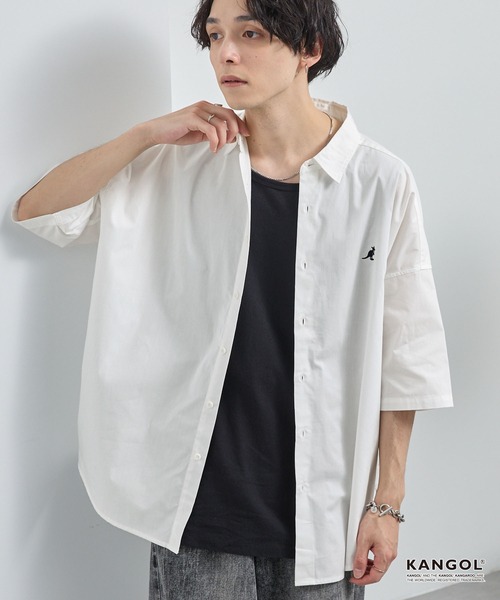 KANGOL/カンゴール 別注ロゴ ワンポイント刺繍 レギュラーカラー半袖