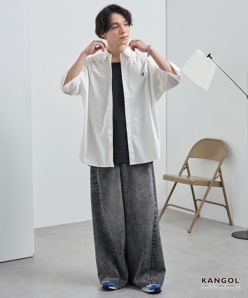 COH☆ KANGOL/カンゴール 別注ロゴ ワンポイント刺繍 レギュラーカラー半袖