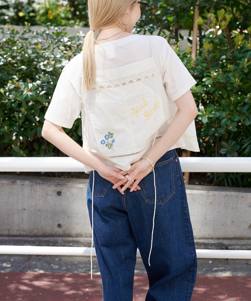 OUTDOOR PRODUCTS(アウトドアプロダクツ)の「2WAYレース×刺繍トップス セットアップ対応(シャツ/ブラウス・レディース・ホワイト・FREE)」の9枚目の写真