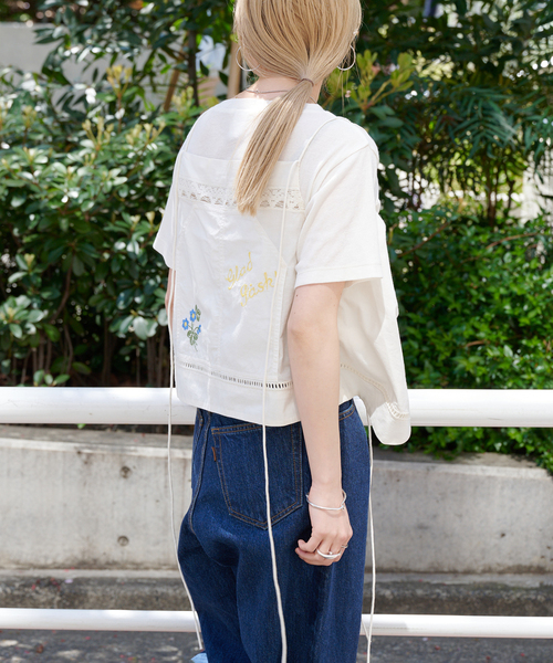 OUTDOOR PRODUCTS(アウトドアプロダクツ)の「2WAYレース×刺繍トップス セットアップ対応(シャツ/ブラウス・レディース・ホワイト・FREE)」の10枚目の写真