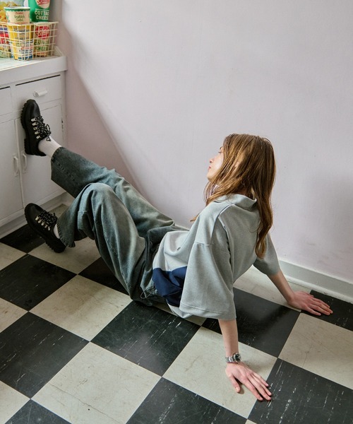 WETTEMPT（ウィテンプト）の「SIDE SWITCHING MOSS STITCH POLO SHIRT / サイド切り替え鹿の子ポロシャツ（ポロシャツ・メンズ・グレイッシュベージュ/カーキ/杢グレー/ブラック/ネイビー・SMALL/MEDIUM/LARGE）」の8枚目の写真