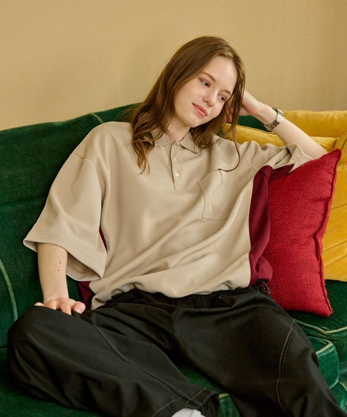 WETTEMPT（ウィテンプト）の「SIDE SWITCHING MOSS STITCH POLO SHIRT / サイド切り替え鹿の子ポロシャツ（ポロシャツ・メンズ・グレイッシュベージュ/カーキ/杢グレー/ブラック/ネイビー・SMALL/MEDIUM/LARGE）」の21枚目の写真