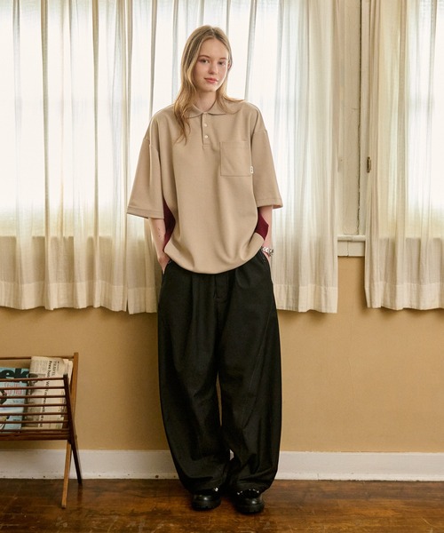 WETTEMPT（ウィテンプト）の「SIDE SWITCHING MOSS STITCH POLO SHIRT / サイド切り替え鹿の子ポロシャツ（ポロシャツ・メンズ・グレイッシュベージュ/カーキ/杢グレー/ブラック/ネイビー・SMALL/MEDIUM/LARGE）」の16枚目の写真