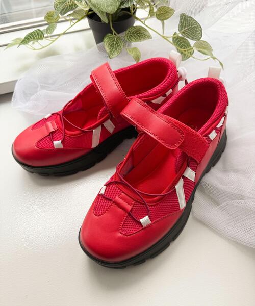 WEGO(ウィゴー)の「WEGO/ドローコードベルクロシューズ(スニーカー・レディース・レッド/ホワイト/ブラック・MEDIUM/LARGE)」の12枚目の写真