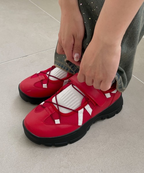 WEGO(ウィゴー)の「WEGO/ドローコードベルクロシューズ(スニーカー・レディース・レッド/ホワイト/ブラック・MEDIUM/LARGE)」の15枚目の写真