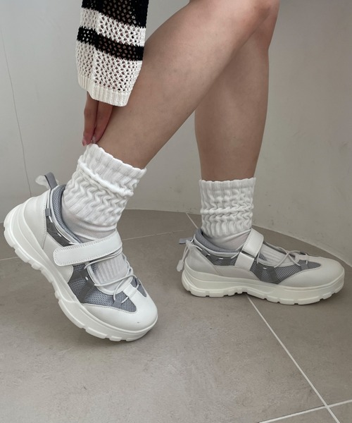 WEGO(ウィゴー)の「WEGO/ドローコードベルクロシューズ(スニーカー・レディース・レッド/ホワイト/ブラック・MEDIUM/LARGE)」の6枚目の写真