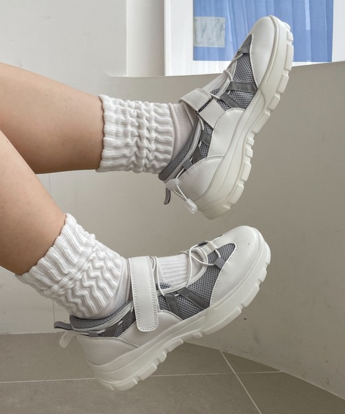 WEGO(ウィゴー)の「WEGO/ドローコードベルクロシューズ(スニーカー・レディース・レッド/ホワイト/ブラック・MEDIUM/LARGE)」の7枚目の写真