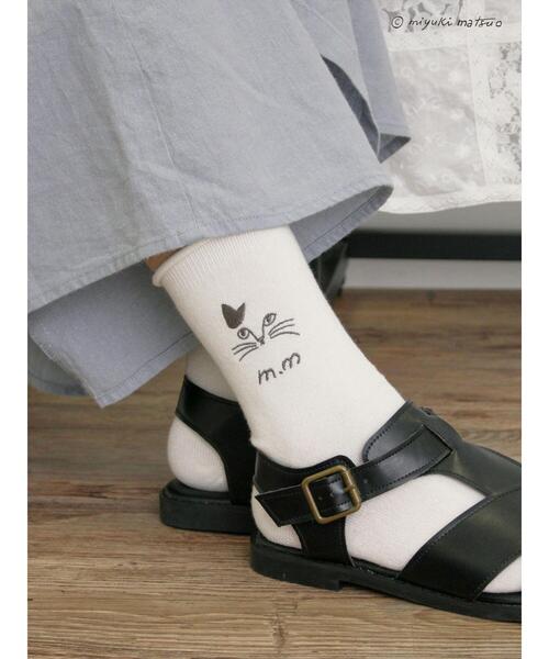 Samansa Mos2(サマンサ モスモス)の「【miyuki matsuo×Samansa Mos2】刺繍ソックス(ソックス/靴下・レディース・ブラック/オフホワイト/パープル・F)」の2枚目の写真