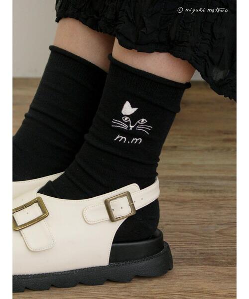 Samansa Mos2(サマンサ モスモス)の「【miyuki matsuo×Samansa Mos2】刺繍ソックス(ソックス/靴下・レディース・ブラック/オフホワイト/パープル・F)」の3枚目の写真