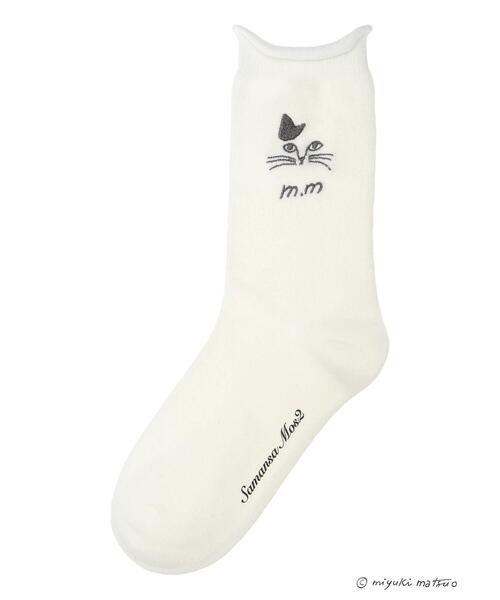 Samansa Mos2(サマンサ モスモス)の「【miyuki matsuo×Samansa Mos2】刺繍ソックス(ソックス/靴下・レディース・ブラック/オフホワイト/パープル・F)」の5枚目の写真