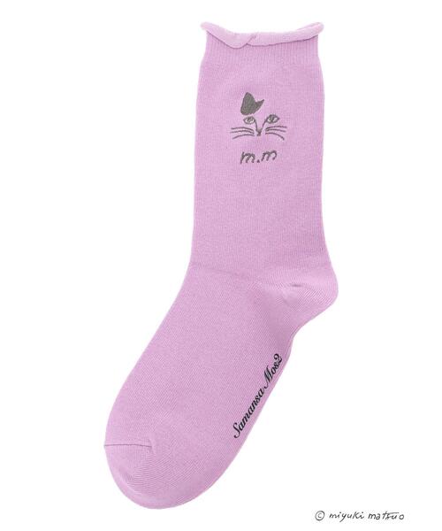 Samansa Mos2(サマンサ モスモス)の「【miyuki matsuo×Samansa Mos2】刺繍ソックス(ソックス/靴下・レディース・ブラック/オフホワイト/パープル・F)」の6枚目の写真