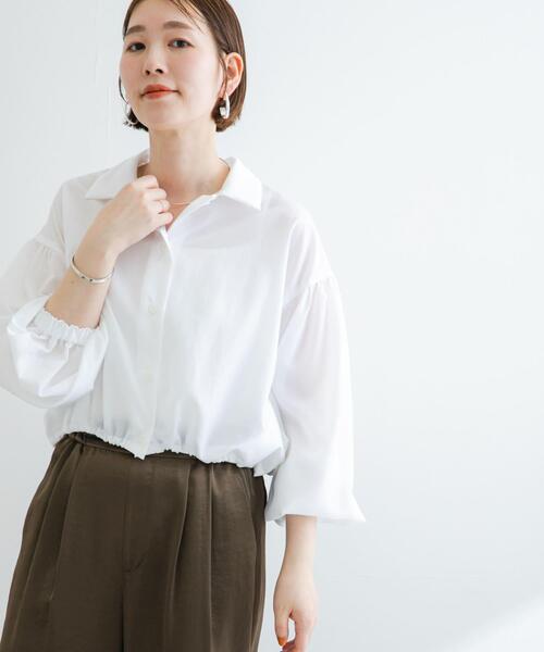 F by ROSSO（エフバイロッソ）の「F by ROSSO　UVCUT撥水ボリュームスリーブシャツ（シャツ/ブラウス・レディース・ベージュ/ホワイト・FREE）」の5枚目の写真