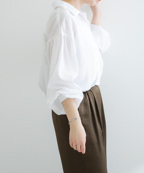 F by ROSSO（エフバイロッソ）の「F by ROSSO　UVCUT撥水ボリュームスリーブシャツ（シャツ/ブラウス・レディース・ベージュ/ホワイト・FREE）」の6枚目の写真