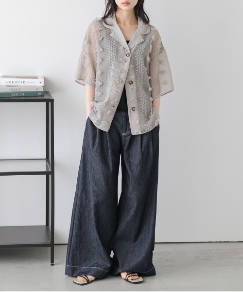 La-gemme（ラジェム）の「シアージャガード シャツジャケット（シャツ/ブラウス・レディース・ブラック/ベージュ/グレー・フリー）」の13枚目の写真