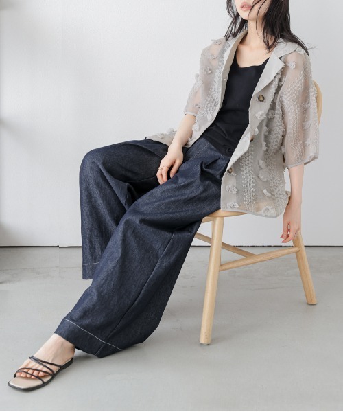 La-gemme（ラジェム）の「シアージャガード シャツジャケット（シャツ/ブラウス・レディース・ブラック/ベージュ/グレー・フリー）」の15枚目の写真