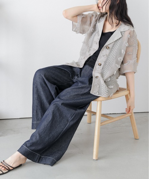 La-gemme（ラジェム）の「シアージャガード シャツジャケット（シャツ/ブラウス・レディース・ブラック/ベージュ/グレー・フリー）」の12枚目の写真