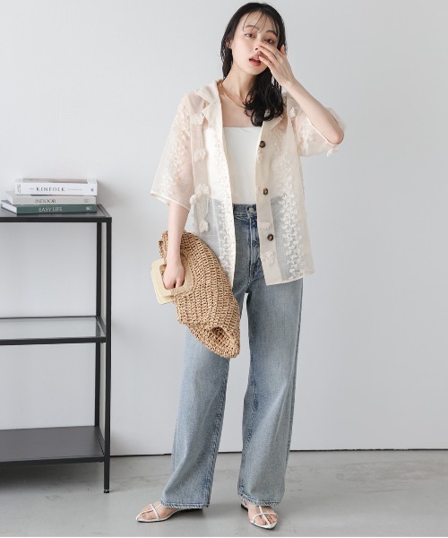 La-gemme（ラジェム）の「シアージャガード シャツジャケット（シャツ/ブラウス・レディース・ブラック/ベージュ/グレー・フリー）」の6枚目の写真