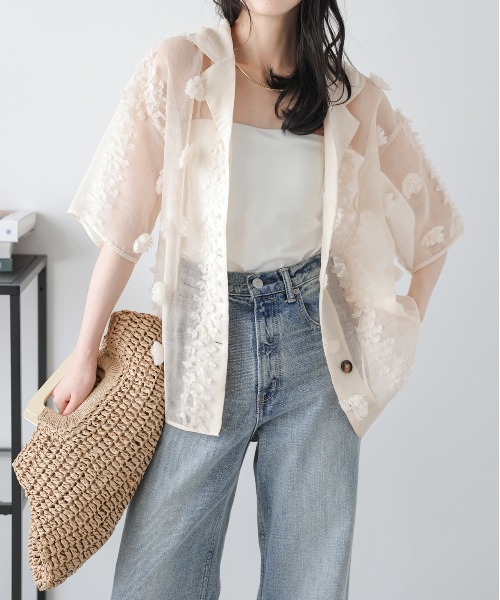 La-gemme（ラジェム）の「シアージャガード シャツジャケット（シャツ/ブラウス・レディース・ブラック/ベージュ/グレー・フリー）」の8枚目の写真