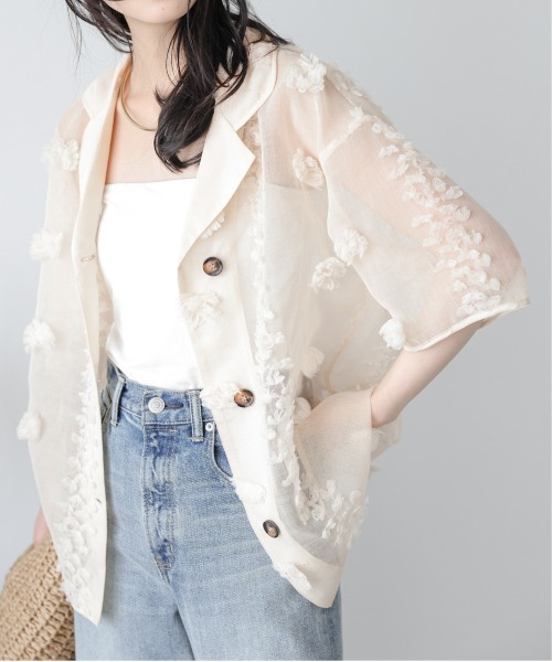 La-gemme（ラジェム）の「シアージャガード シャツジャケット（シャツ/ブラウス・レディース・ブラック/ベージュ/グレー・フリー）」の9枚目の写真