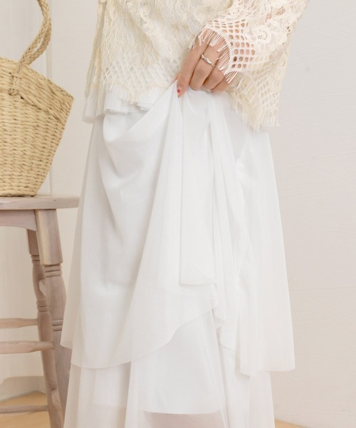 Miniministore(ミニミニストア)の「チュールティアードスカート ハイウエスト(スカート・レディース・ベージュ/ホワイト/ピンク/ブラック・FREE)」の11枚目の写真