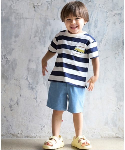 petit main（プティマイン）の「【プティプラ】BOYSハーフパンツ（その他パンツ・キッズ・ネイビー/ダークブルー/ホワイト系その他/ライトグリーン/チャコール/サックスブルー/カーキ/クリーム・80ｃｍ/100cm/110cm/120cm/90cm/130cm）」の7枚目の写真