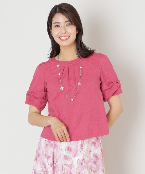 TO BE CHIC(トゥー ビー シック)の「ウェーブローン スリーブリボンブラウス(シャツ/ブラウス・レディース・ピンク/ベージュ系その他4/ブラック・40)」の1枚目の写真