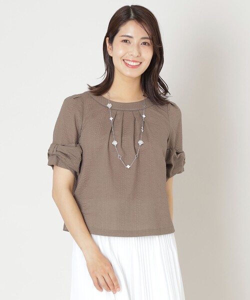 TO BE CHIC(トゥー ビー シック)の「ウェーブローン スリーブリボンブラウス(シャツ/ブラウス・レディース・ピンク/ベージュ系その他4/ブラック・40)」の3枚目の写真