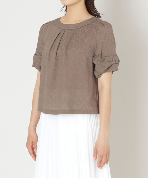 TO BE CHIC(トゥー ビー シック)の「ウェーブローン スリーブリボンブラウス(シャツ/ブラウス・レディース・ピンク/ベージュ系その他4/ブラック・40)」の8枚目の写真