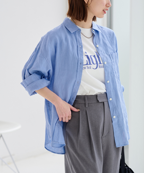 JOURNAL STANDARD relume オーバーサイズシャツ ブルー JOURNAL STANDARD relume オーバーサイズシャツ ブルー