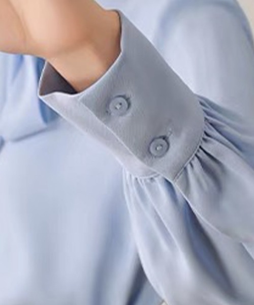 Beststore（ベストストア）の「ボウタイリボン長袖ブラウス トップス シャツ（Tシャツ/カットソー・レディース・ホワイト/ネイビー/ベージュ/ブルー・M/L）」の21枚目の写真