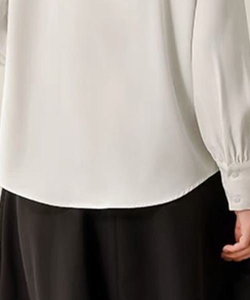 Beststore（ベストストア）の「ボウタイリボン長袖ブラウス トップス シャツ（Tシャツ/カットソー・レディース・ホワイト/ネイビー/ベージュ/ブルー・M/L）」の9枚目の写真