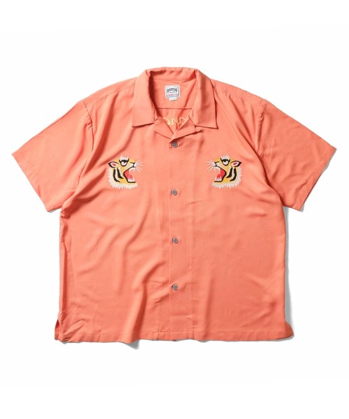 HOUSTON（ヒューストン）の「［HOUSTON ヒューストン］ VIETNAM TIGER EMB RAYON SOUVENIR S/S SHIRT ベトジャン 虎 MAP 地図柄 刺繍 レーヨン オープンカラーシャツ / スーベニアシャツ / 開襟シャツ（シャツ/ブラウス・メンズ・パープル/マスタード/サーモンピンク/ブラック系その他/ブルー/ブラック・M/L/XL）」の6枚目の写真