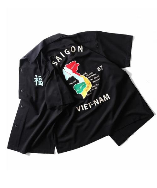 HOUSTON ヒューストン］ VIETNAM TIGER EMB RAYON SOUVENIR S/S